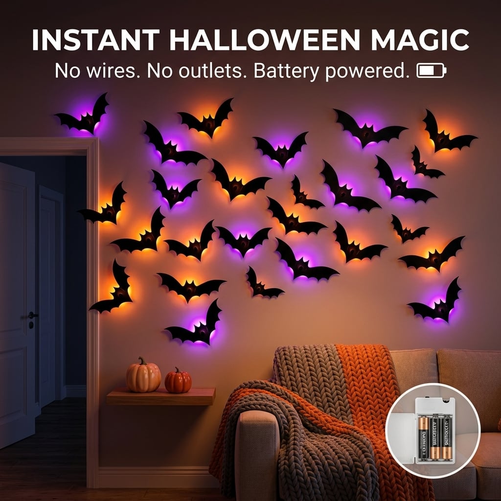 SpookyGlow™ 3D LED Bats